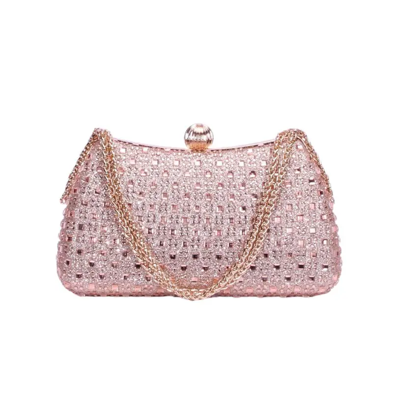 Women's Double-Sided Square Rhinestone Dumpling Evening Bag Double Chain Large Small Crystal Clutch Elegant Cocktail Party Handbag Ladies Formal Dinner Prom Purse