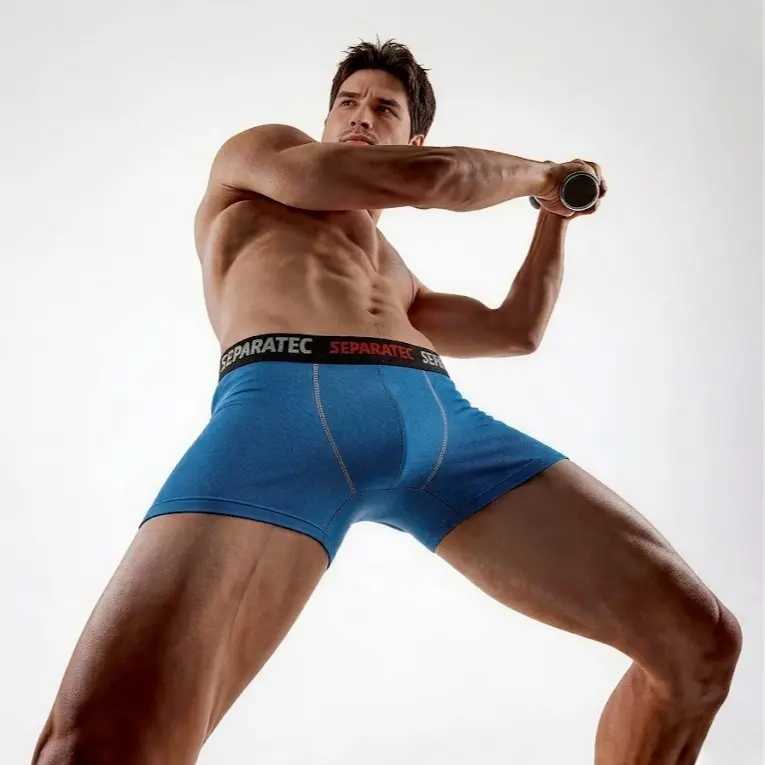 Separatec Men's Ball Support Dual Pouch Boxer Briefs - 3 Pack, Anti Chafing, Long Leg, Quick Dry, Breathable, Underwear with Fly Design, Regular Fit, Activewear for Outdoor & Daily Use, All Season