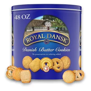 Royal Dansk Danish Butter Cookies, 48oz Exclusive Tin, Traditional Assortment, Made with Real Butter, Perfect for Sharing with Recyclable Tin