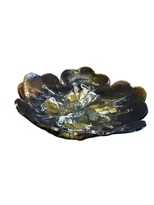 Handmade Epoxy Resin Bowl Marbled Design Flower Petal Decorative Centerpiece Catch All Bowl for Home Decor Modern Style 12.5" Across x 2.5" High
