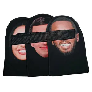 Hilarious Elastic Prank Mesh Face Mask - Funny Printed Cosplay Headgear for Hip-Hop, Costume Parties, Motorcycle Protection, Festivals & Star-Themed Events