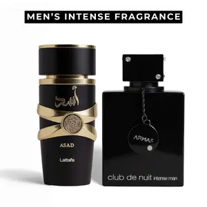 Intense Men's Fragrance Combo Set Armaf Club De Nuit Intense for Men Eau de Toilette 3.6 Oz & Lattafa Asad Perfume for Men Eau de Parfum 3.4 Oz