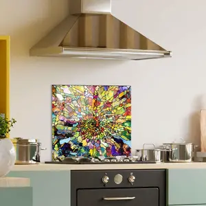 GCKG Stained Glass series spirituality imagination creativity Tempered Glass Kitchen Backsplash, Stove Back Cover, Stove Splashback, Cutting Board, Kitchen Wall Decor