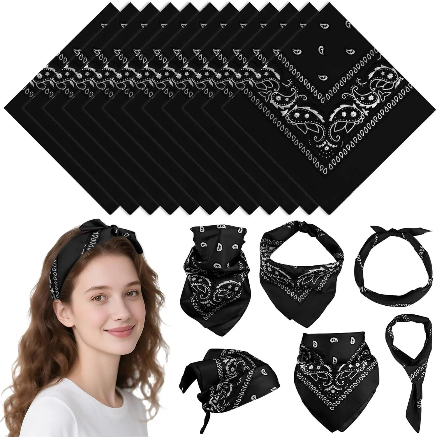 Bandanas Bulk Paisley  for Women Men,  Scarf Cowboy Bandana Neon Handkerchiefs Cycling  Mask Boy Girls