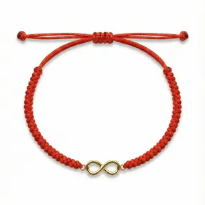 Red String Bracelet with 18k Gold Bead Infinity Symbo(0.4 g) – Adjustable Handmade Protection Bracelet – Good Luck