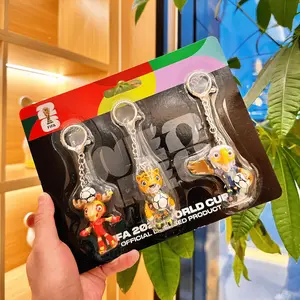 [FIFA Official Authorization] 2026 World Cup Mascot Keychain. US, Canada and Mexico Football Keychain, Mini Pendant, Keychain, Decompression Sports Wind, World Cup Souvenir Small Gift
