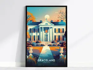 Graceland Poster | Elvis Presley Memphis Wall Art | Framed or Unframed