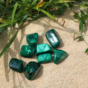 Malachite Tumbled Down to Earth ral Mineral 1-1.25 Polished Pieces Unique Coloration Detailed Surface Texture Heart Chakra Stone for Spiritual Growth