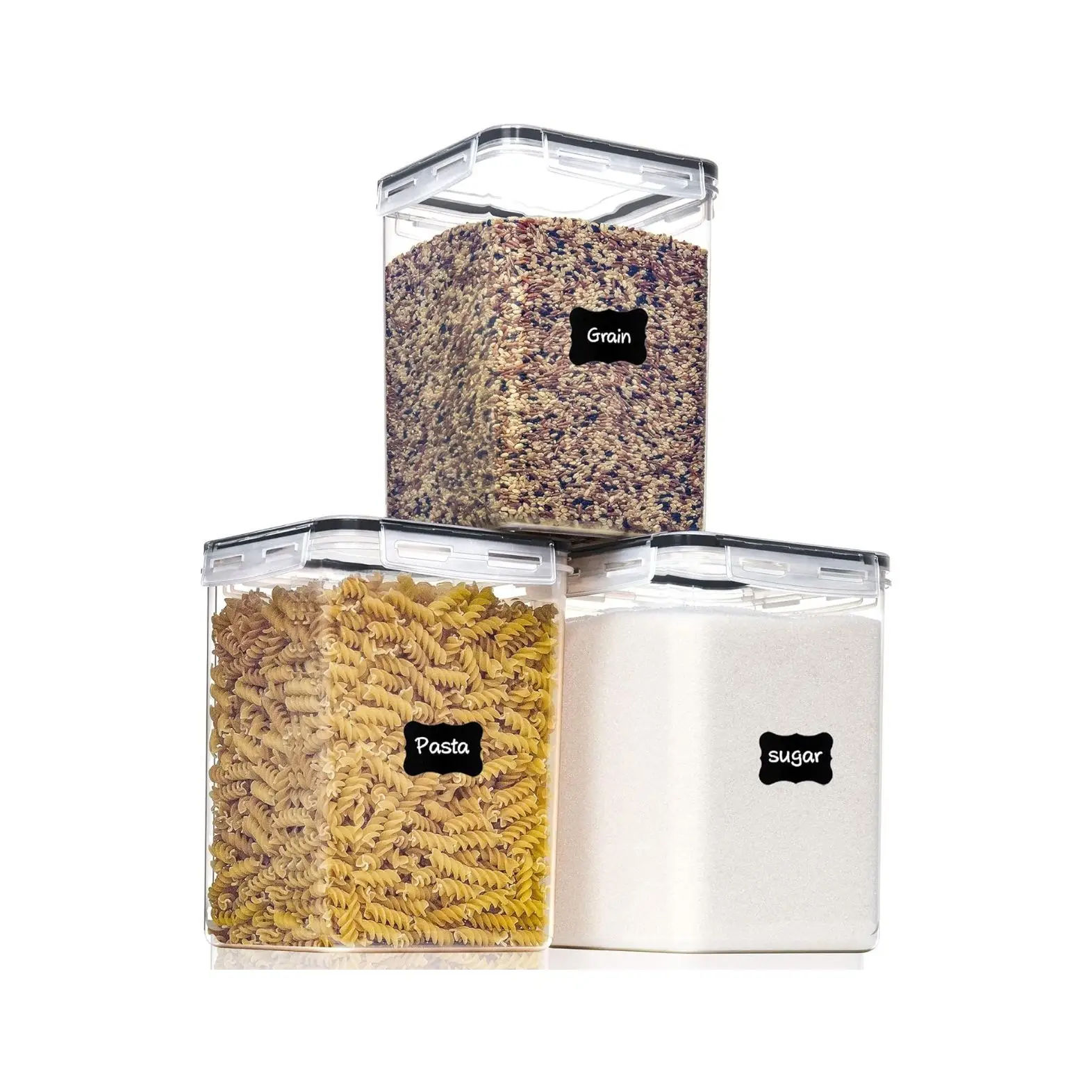 PANTRYSTAR Large Food Storage Containers with Lids Airtight 5.2L /176Oz, for Flour, Sugar, Baking Supply and Dry Food Storage, 3PCS BPA Free Plastic C