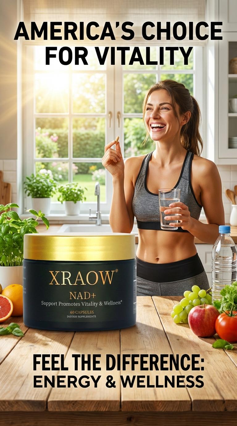 XRAOW NAD Supplement with Resveratrol NMN Alternative 30-Day Supply Advanced NAD+ Third-Party Tested for Quality and Safety Vitamin Healthcare Edible Fitness