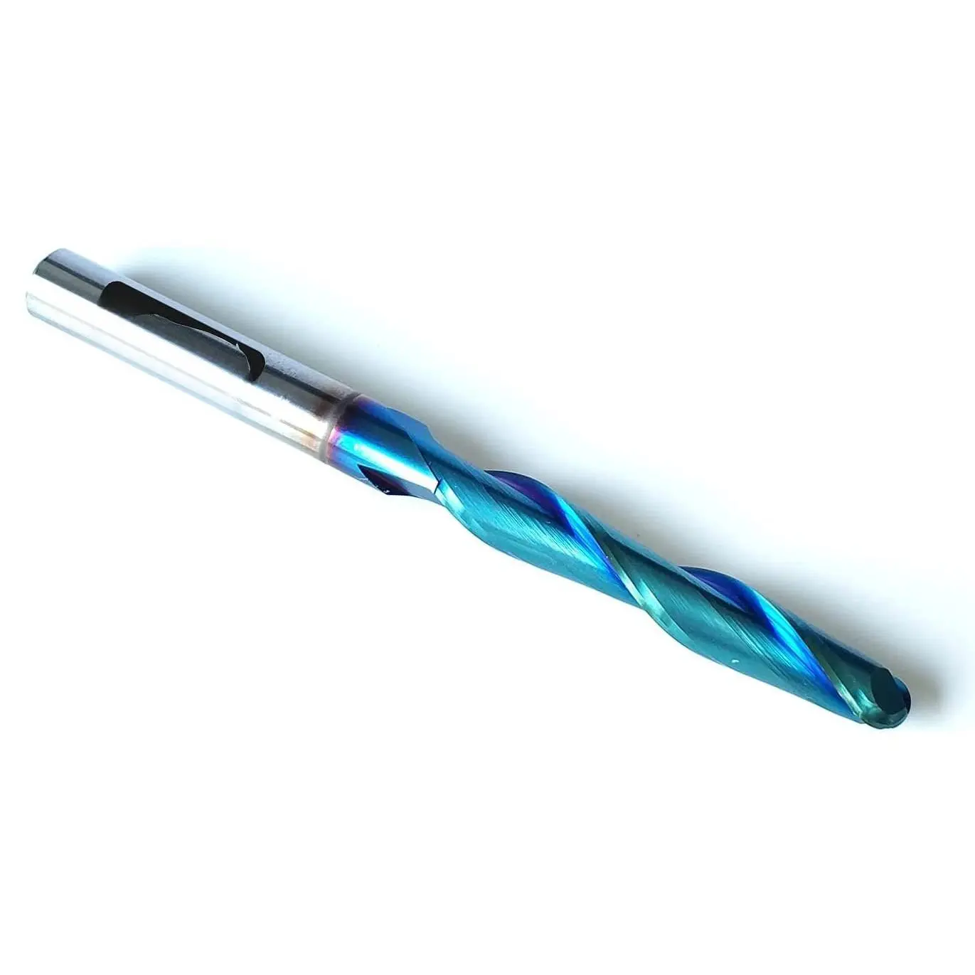 BRB201 Milling Cutters Ball Nose Solid Carbide Up Cut CNC Spiral Bits End Mill NACO Coated 2D 3D Carving Router Bit Tapered Angle 0.10 Deg with 1/4"CD X 1-1/2"CL X 1/4"SD X 3"OL