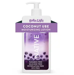 Native Moisturizing Body Lotion, Limited Edition Coconut Ube, Silicone Free for Women and Men, Boba Café, 16.5 oz