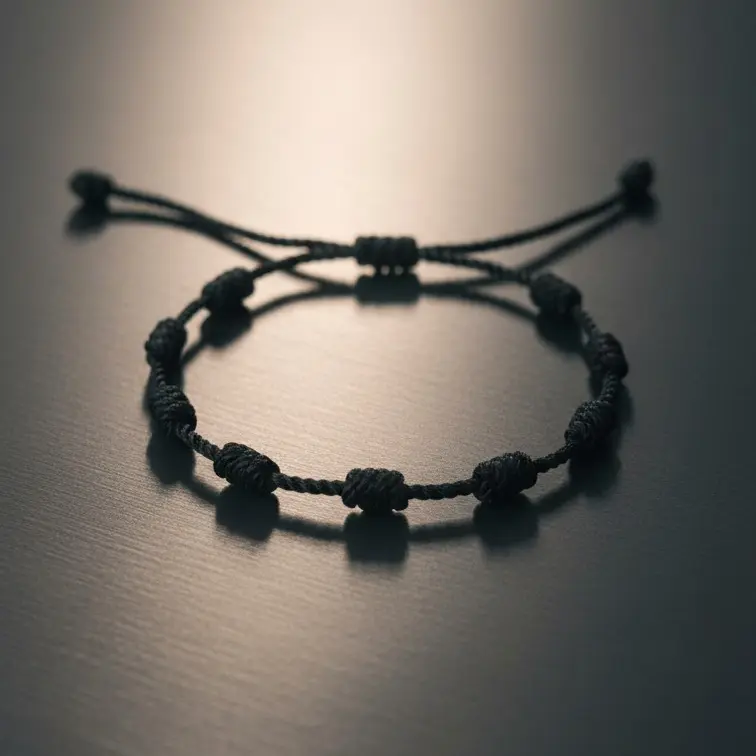 Black Bracelet - Simple Design with Loop End, No Color or Patterns, Ideal for Everyday Wear