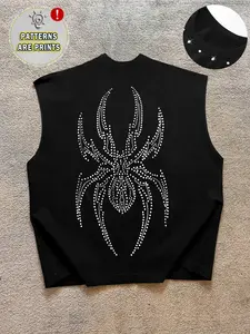 Men's Casual Vest with Spider Print, High-Light Fabric, Comfortable Fit, Versatile for Summer, Layered Wear