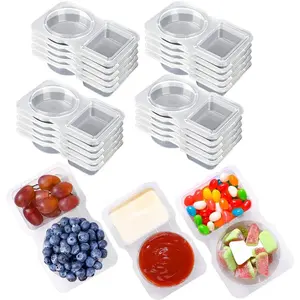 20PCS Double Compartment Condiment Container With Lids - Reusable Snack Pack Containers for Take-out Sauces