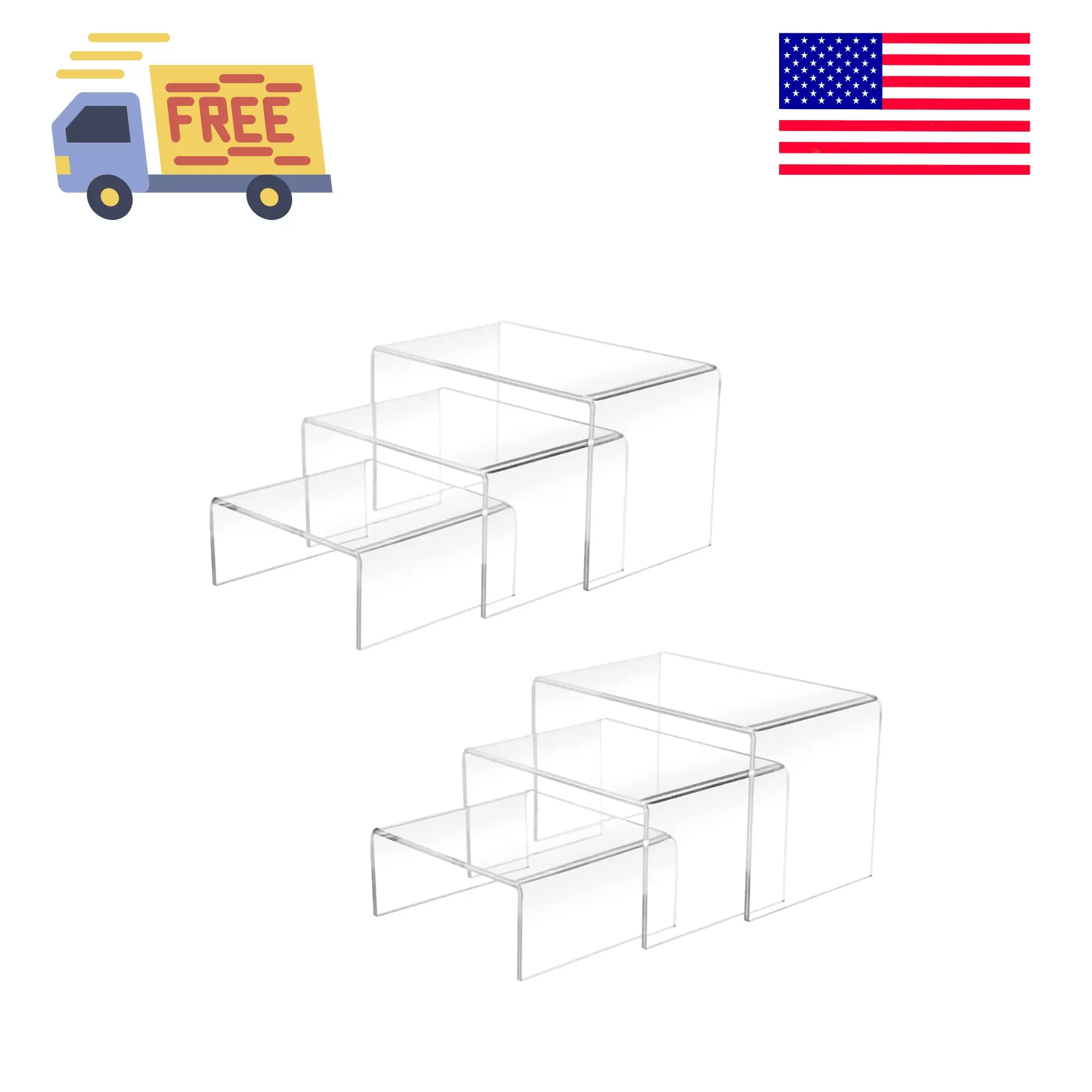 2 Sets Acrylic Display Risers (3",4",5"), Clear Product Stand, Cupcakes Holder