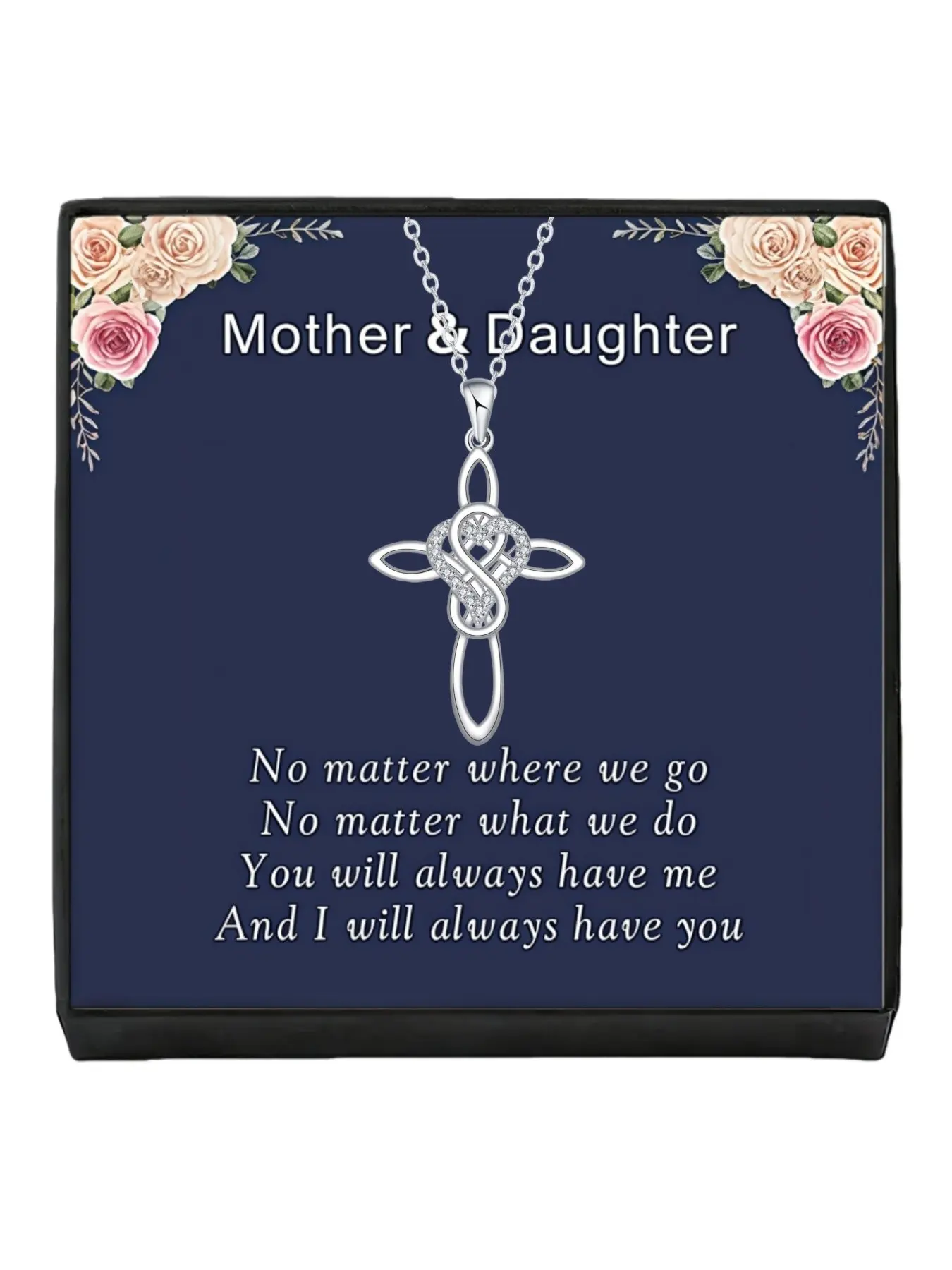 Heart Knot Cross · Eternal Love Original heart-shaped Celtic cross necklace, colorfast and versatile.Comes with a card for Mom or daughter.Perfect mysterious gift for daughters and Mother's Day.