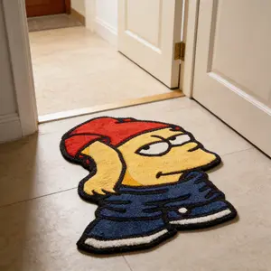 Cool Anime Style Irregular Carpet, Creative Cartoon Design, Fun Bedroom Bedside Decor, Trendy Living Room Sofa Mat, Universal Use