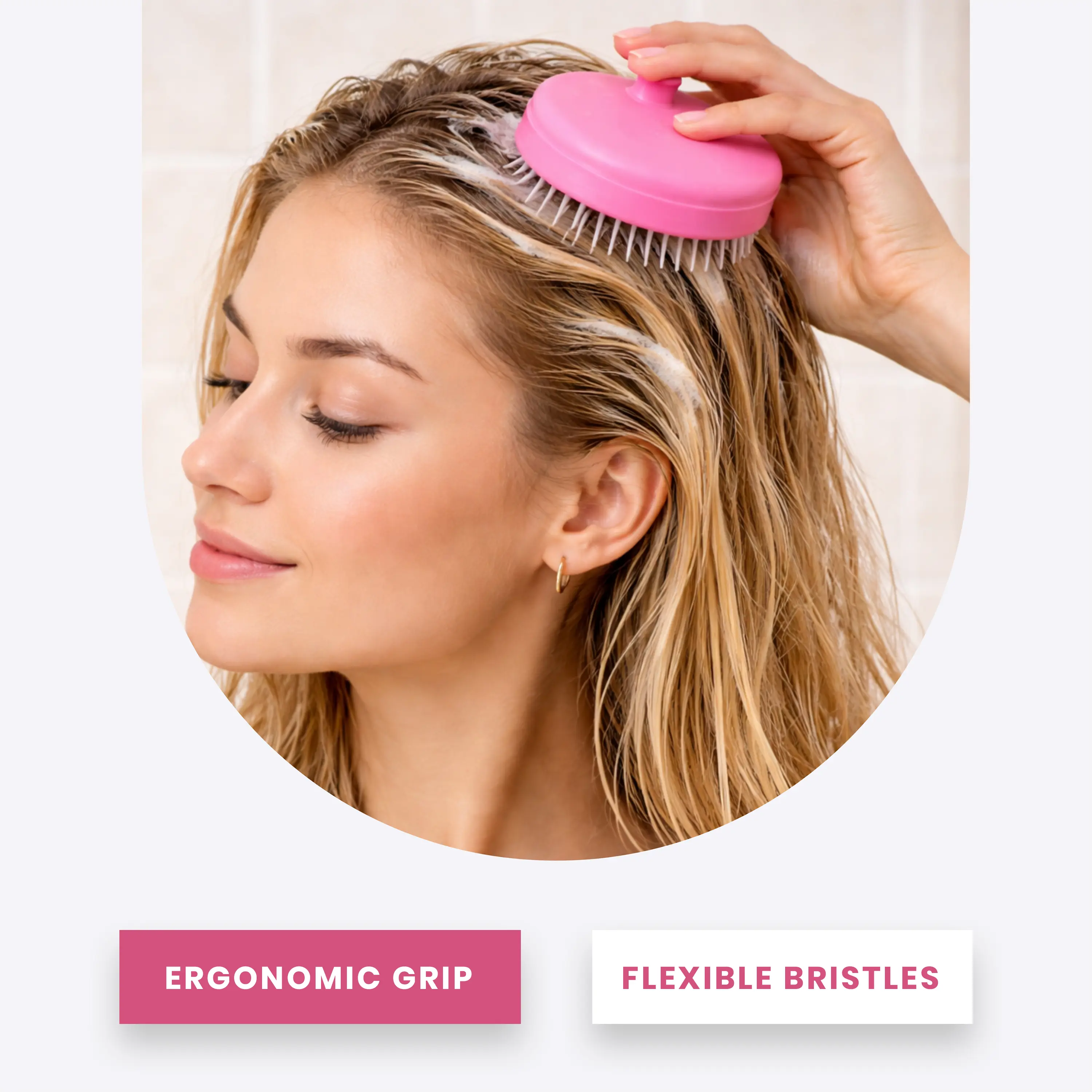 Scalp Exfoliator - Scalp Massager Tool for Wet & Dry Hair - Ergonomic Detangler Brush - Dandruff Comb & Scrub to Remove Dandruff & Buildup and Support Circulation - Black/White