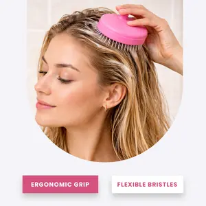 Scalp Exfoliator - Scalp Massager Tool for Wet & Dry Hair - Ergonomic Detangler Brush - Dandruff Comb & Scrub to Remove Dandruff & Buildup and Support Circulation - Black/White