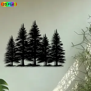 1pc Pine Tree Forest Metal Wall Art, Evergreen Trees Statue Mural, Artistic Metalwork, Modern Minimalist Design, Perfect for Christmas, Housewarming Decor, Perfect for Living Room Garden Fence Cabin Decor, Gift for Nature Enthusiasts