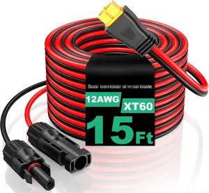 12AWG XT60 Solar  15FT, Solar to XT60   3 10 20 25 30 40 50FT, Solar Connector to XT60 Connector Adapter , XT60 Extension  for Portable Power Station - 15Ft