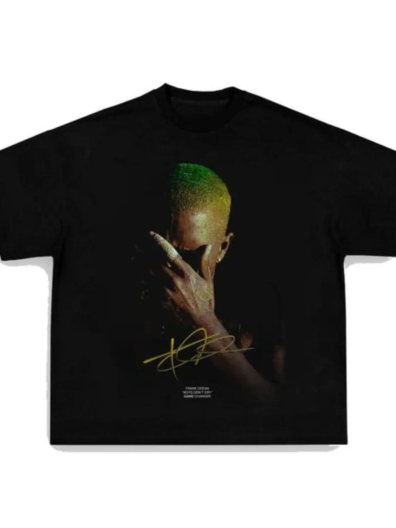 Frank Ocean Portrait Print Crewneck Short Sleeve T-Shirt, Casual Graphic Tee, American High Street Retro Casual Style, Oversized Fit, Hip Hop Lover Streetwear, Menswear Fashion, Vibe