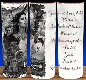 The Labyrinth 80s Movie Fantasy Jareth Goblin King and Sarah Williams Cup Mug Tumbler 20oz Stainless Steel Double Insulated Modern Drinkware with Lid & Straw for Fantasy Movie Fans