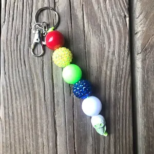 Rhinestone Skull-ee Acrylic Bead Keychain