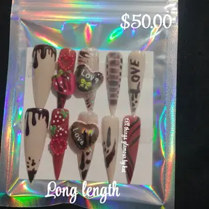 All Things Glamour by Kat Valentine Nails Set #1 Chocolate Cake Art Long Length Decorative Nail Art Collection