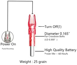 4.2mm Lighted Nocks for Arrows 3PCS Compound Bow Arrow Nock for Hunting Shooting，Nockturnal- Lighted Nock for Arrows with .166 Inside Diameter Including Victory-Red