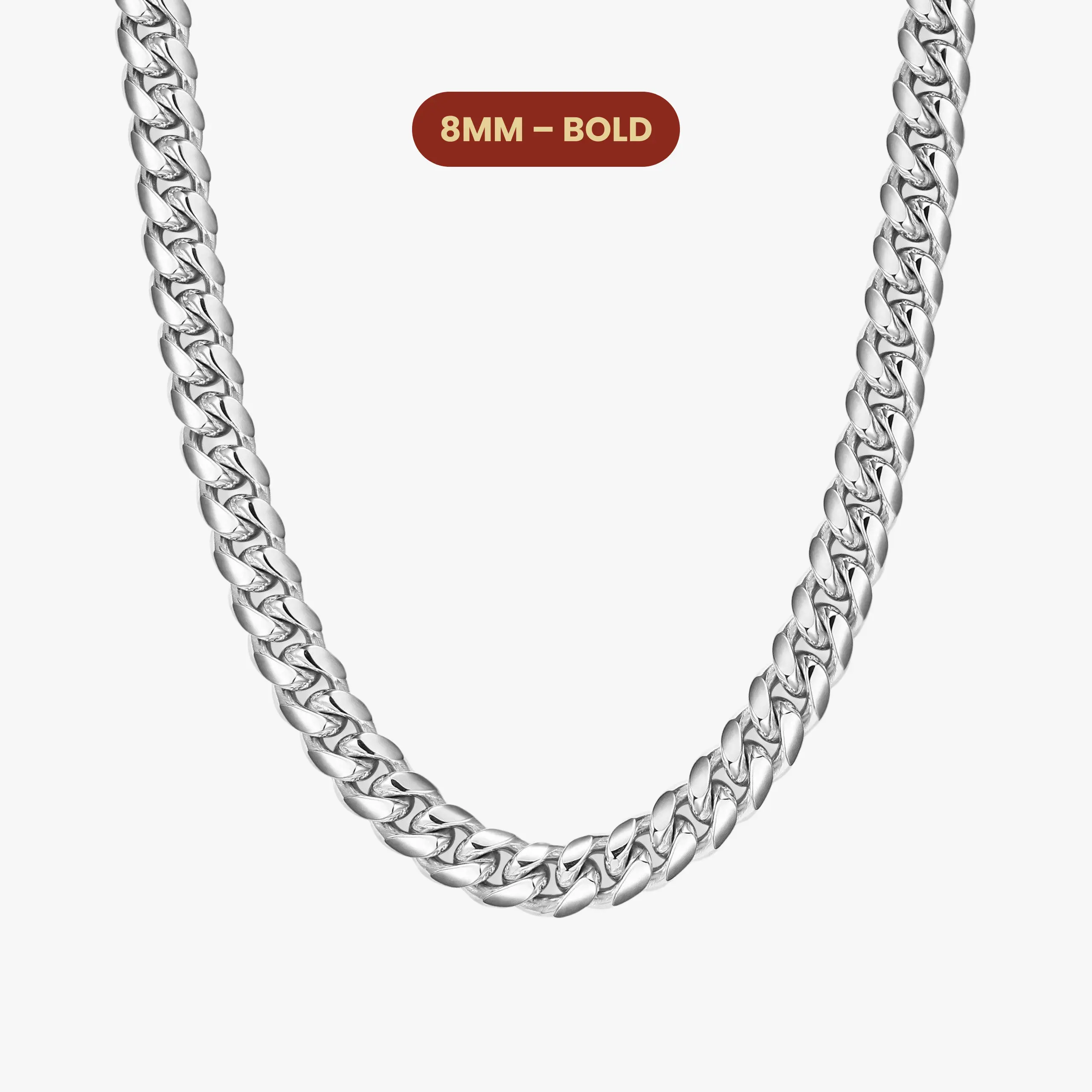 JAXXON Cuban Link Chain 8mm - Silver - Waterproof - Box Clasp JAXXON Cuban Link Chain 8mm - Silver - Waterproof - Box Clasp