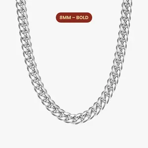 JAXXON Cuban Link Chain 8mm - Silver - Waterproof - Box Clasp JAXXON Cuban Link Chain 8mm - Silver - Waterproof - Box Clasp