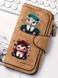 1pc Highland cow Women'S Long Wallet, Multi-Functional Wallet, Portable Snap Closure Coin Purse, Birthday Gift and Daily Commute for lovers, Playful Design, Perfect Holiday Gift, Perfect for Outdoor, Travel, and Family Use4.08PYT-16