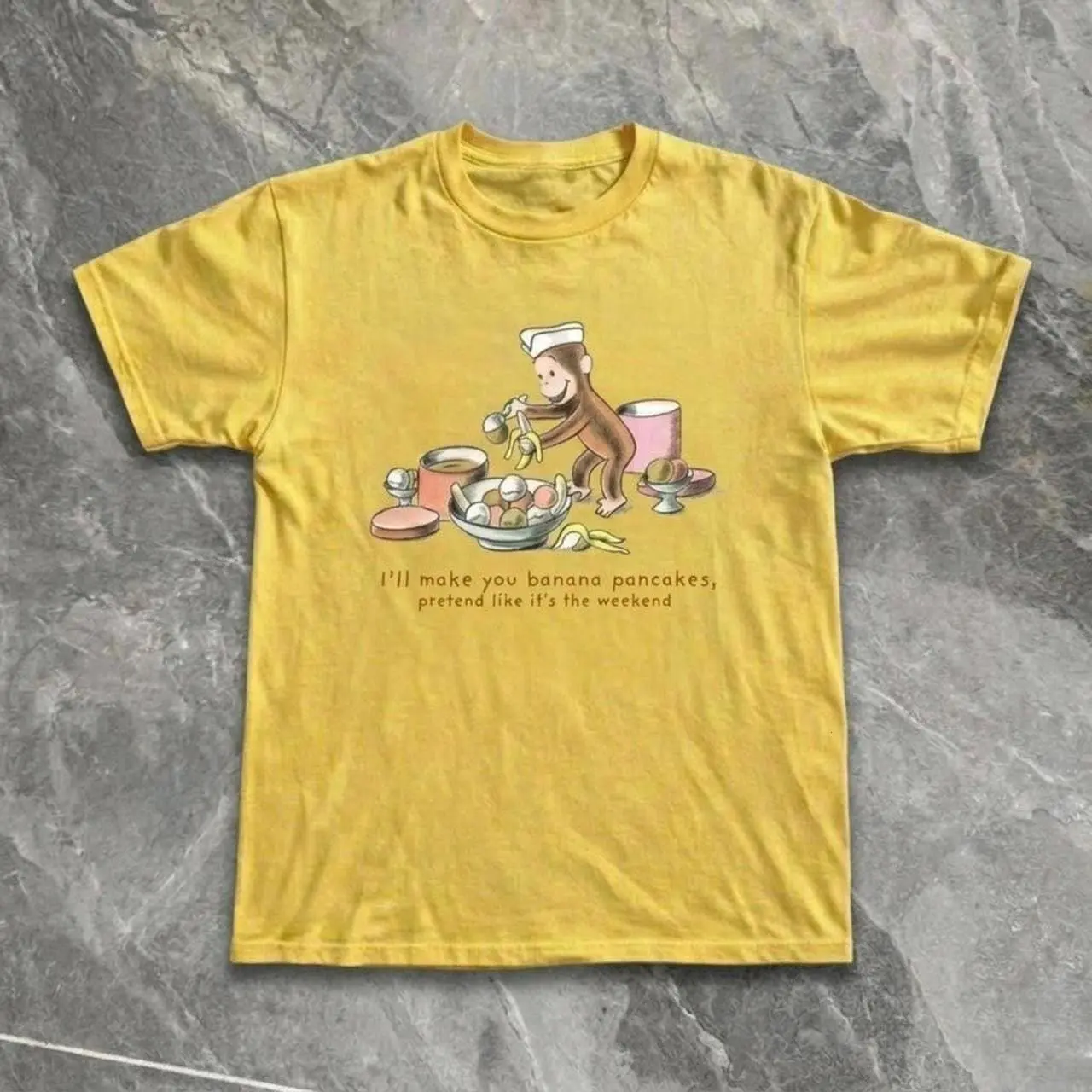 Banana Pancakes Graphic Baby Tee– Retro Cute Aesthetic Top