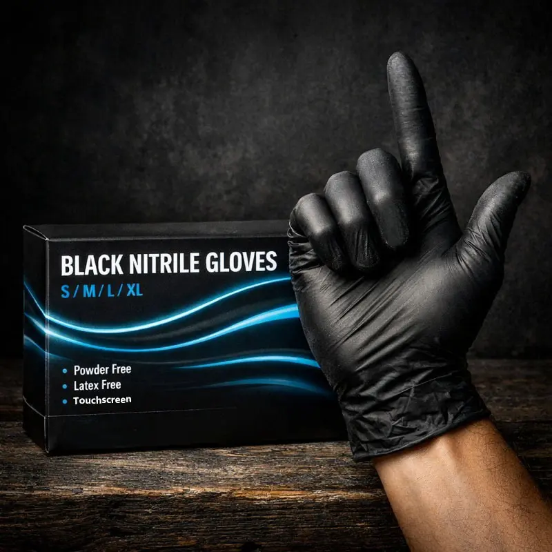 Black Disposable Nitrile Gloves, 4.63 Mil, Comfortable to Wear, Powder-Free - Latex-like, Ideal for Tattooing, Hairdressing, Painting, Pet Care, Dishwashing, Daily Household Cleaning, Practical Daily Necessity, Top Choice for Festival Gifts