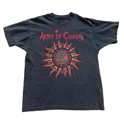 Vintage 90s Alice In Chains Sun Shirt - Grunge Rock Band Tee Short Sleeve Band Music Merch Vintage, Gift for Men Women Unisex  Aesthetic Boho Graphic Tshirt Tee Top Womenswear Streetwear Summer CasualTshirt