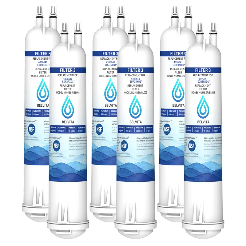 BELVITA Refrigerator Water Filter Compatible with EDR3RXD1, 4396841, 4396710, Filter 3, 46-9083,46-9030, 9030, 9083.(6 Pack)