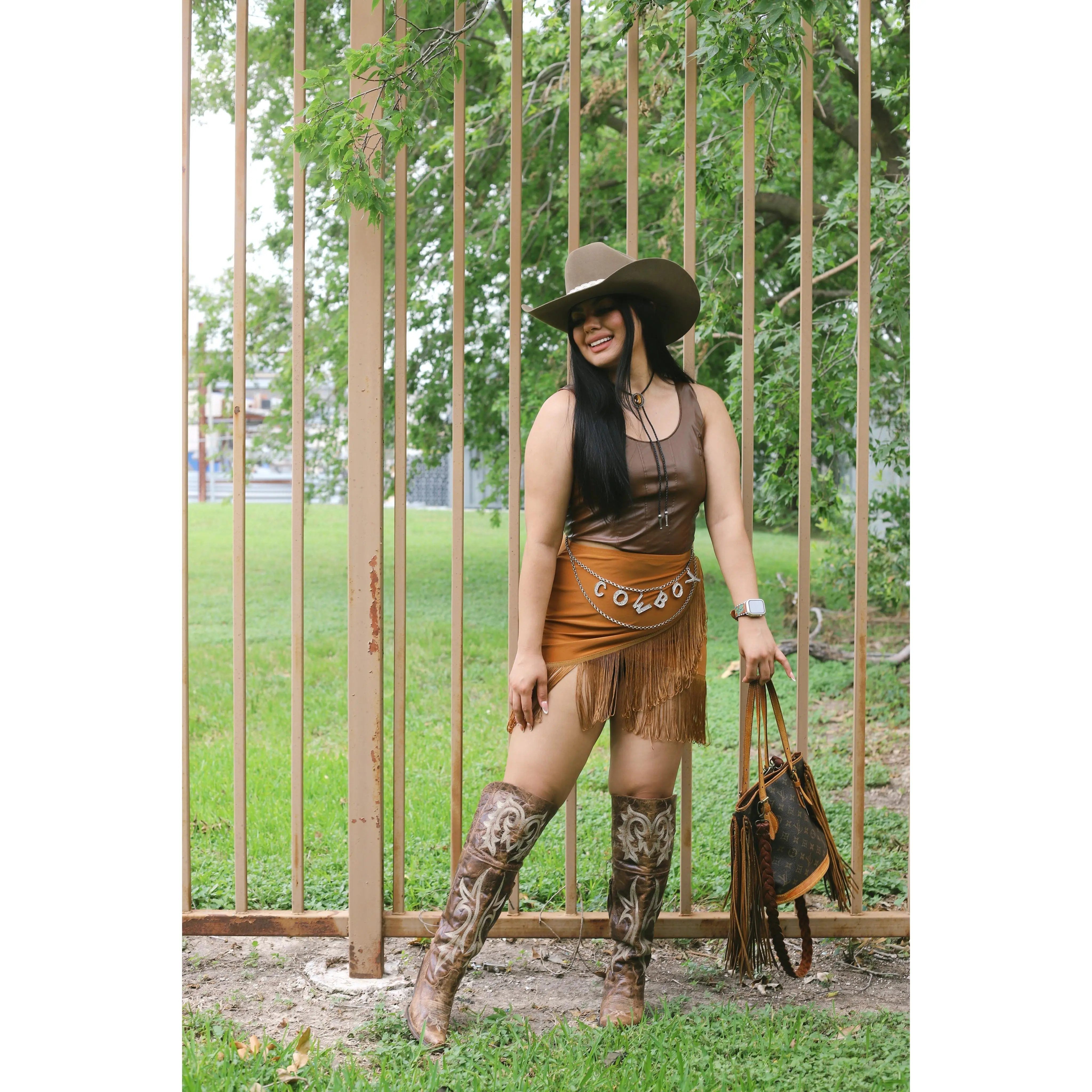 Camel Fringe Skirt