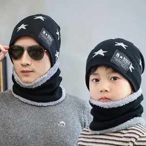 winter hat Family Winter Beanie Set - Extra Wide Brim Thermal Knit Hats, Matching Parent-Child Collection for Extreme Cold Weather warm outdoor cap wireless