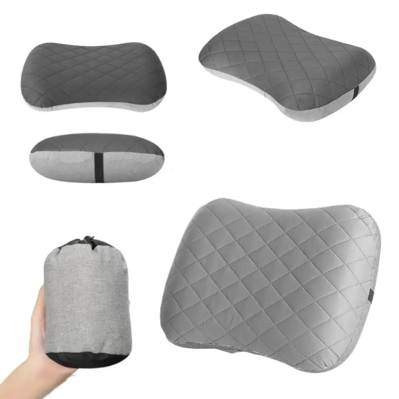 Inflatable Camping Pillow with Washable Cover, Ultralight Backpacking Travel Pillow for Neck & Lumbar Support, Compact Blow Up Pillow, Hiking Gear, Outdoor Camping Essentials, Emergency Survival Supply