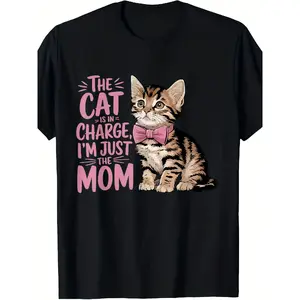 Cats Are The Owner's, I'm Just The Mom Cute Cat Mom Art T-Shirt