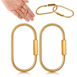 Brass Keychain Ring with Pure Copper Screw Buckle, Hexagonal Design for Men and Women, Simple Car Key Hanging Accessory, Trendy Cute Keychain