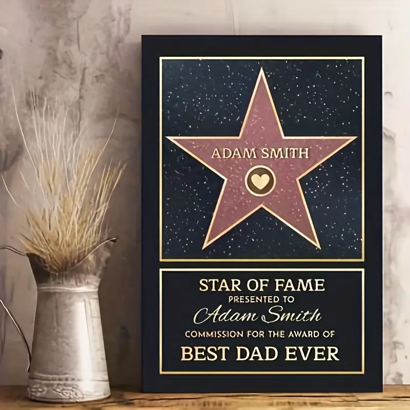 1pc Framed 2D Flat Canvas Wall Art - Personalized Name & Title Custom Original Image Print, Ready-to-Hang Wall Decoration, Kid Room Nursery Decor, All-Seasons Meaningful Gift for Lover, Bathroom Decoration