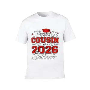 Kids Minimalist "Proud Cousin of a 2026 Senior" Graduation Graphic Tee - Cotton Crew Neck Short Sleeve Top, Grad Print Shirt for Boys & Girls, Suitable for Grad Parties, Gifting, Lightweight All-Season Casual Wear