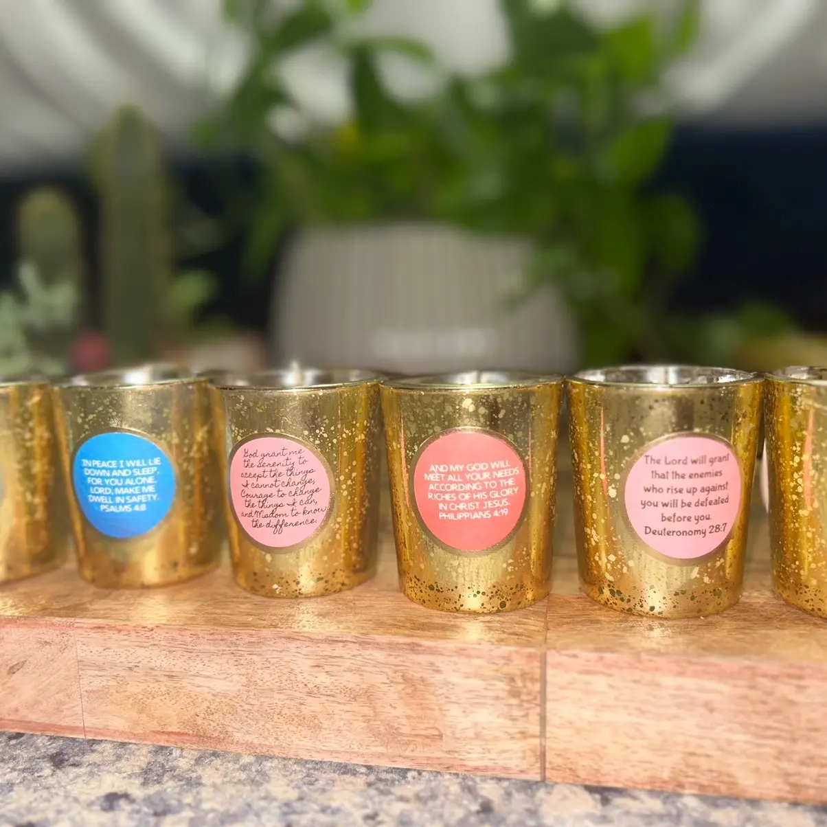 Organic Soy Biblical Prayer Candle with crystals