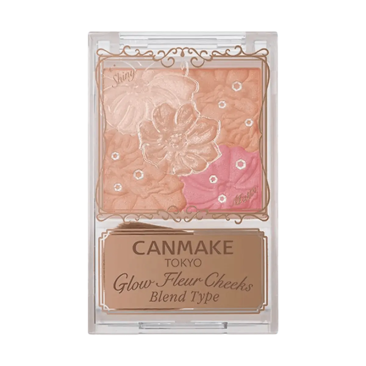 CANMAKE Japan Petal Creamy Cheek Blush Palette #B01 Soft Coral - Buildable Matte & Shimmer Finish, Natural Glow, Face Highlighter & Bronzer for Warm Skin Tones, Includes Brush