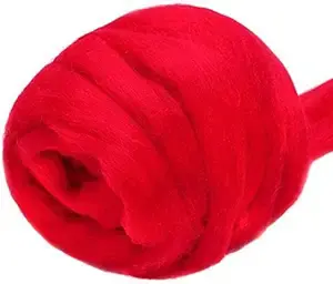 3.53oz Wool Roving Yarn, Fiber Roving Wool Top, Wool Felting Supplies, Yarn, Spinning Wool Roving for Needle (red)