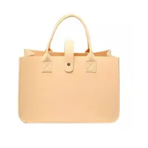 New Felt Messenger Bag With Button For Women Casual Solid Color Large Capacity Handbag Females Shopping Bags Tote Handle Bag