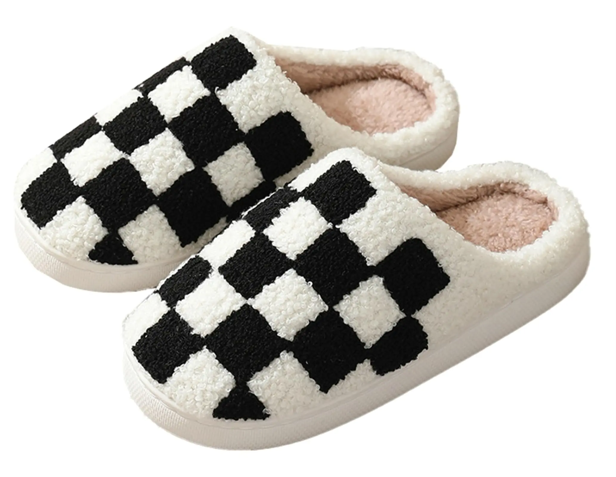 Unisex Cozy Winter Plaid Design Slip-On Slippers - Warm, Supportive Memory Foam, Black Plush Lining, Non-Slip Sole, Breathable Cushioned Classic Chic Footwear for Men & Women, Plaid Design Slippers, Cloud Slippers